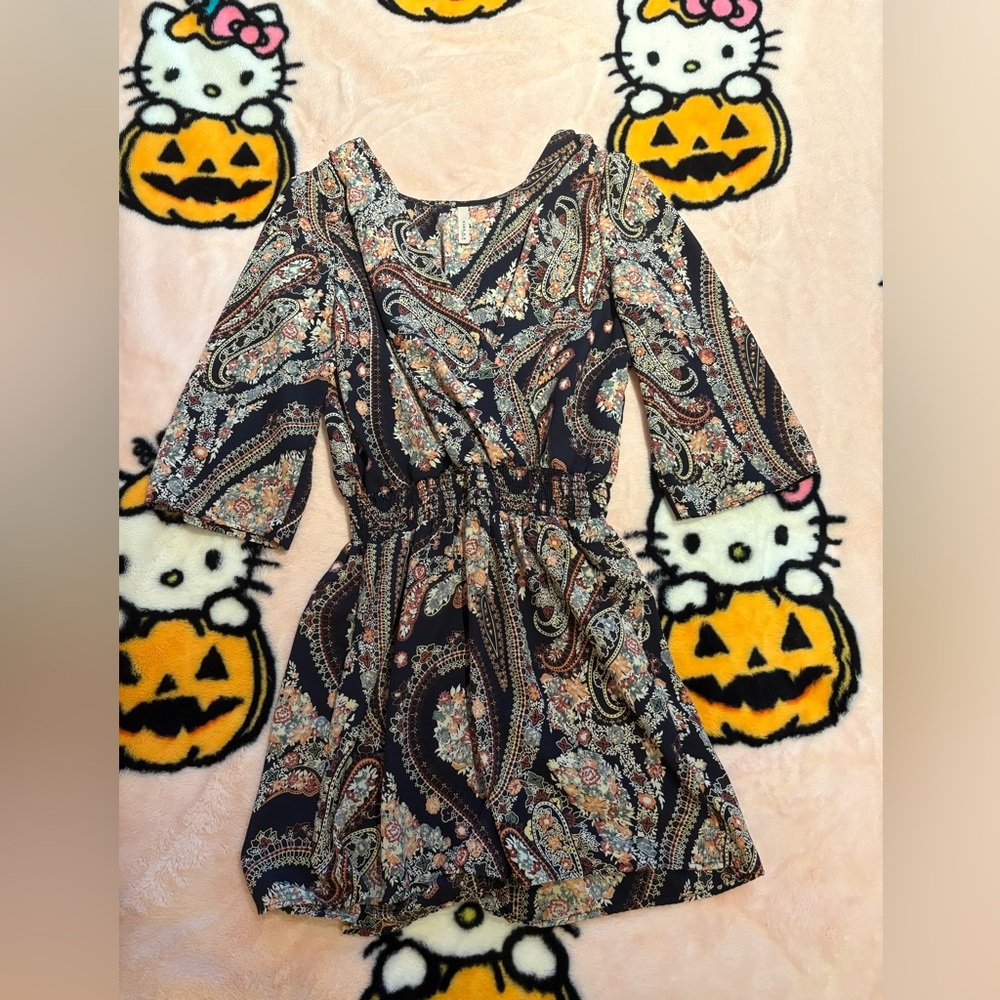 Boho Floral Paisley Smocked Waist Mini Dress | Gilli |